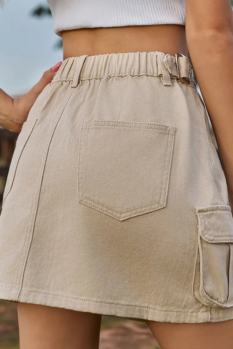 Elastic Waist Utility Skirt