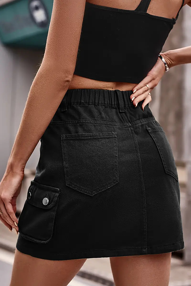 Elastic Waist Denim Skirt