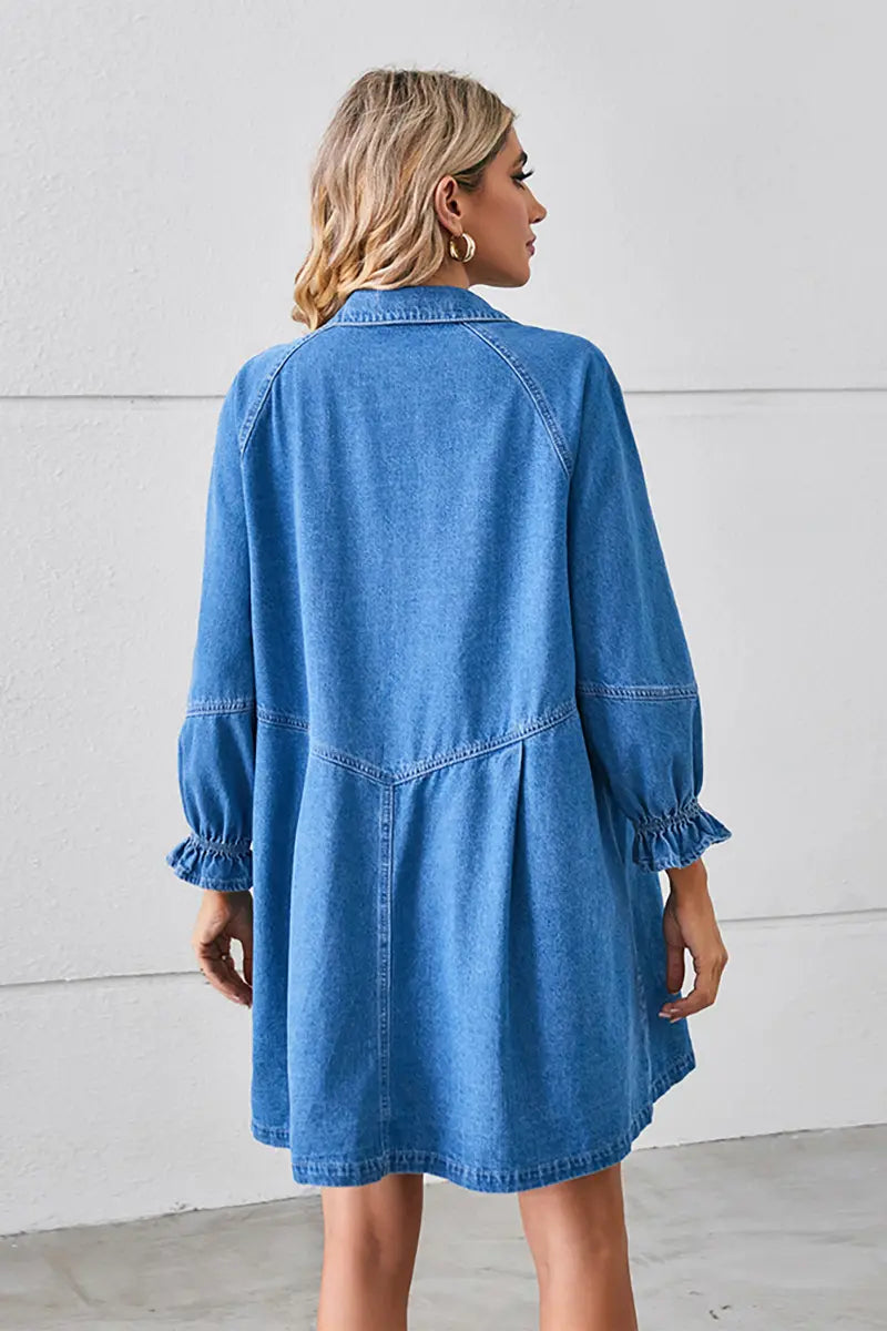 Loose Washed Patchwork Denim Dress