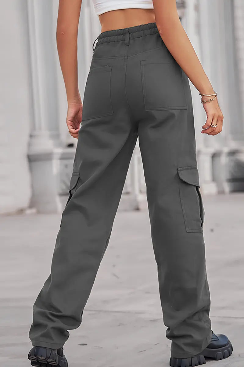 Elastic Waist Utility Denim Pants