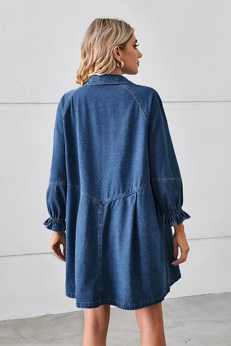 Loose Washed Patchwork Denim Dress