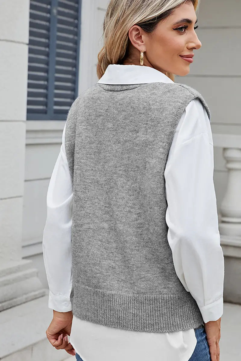 Trendy gebreid vest met knopen