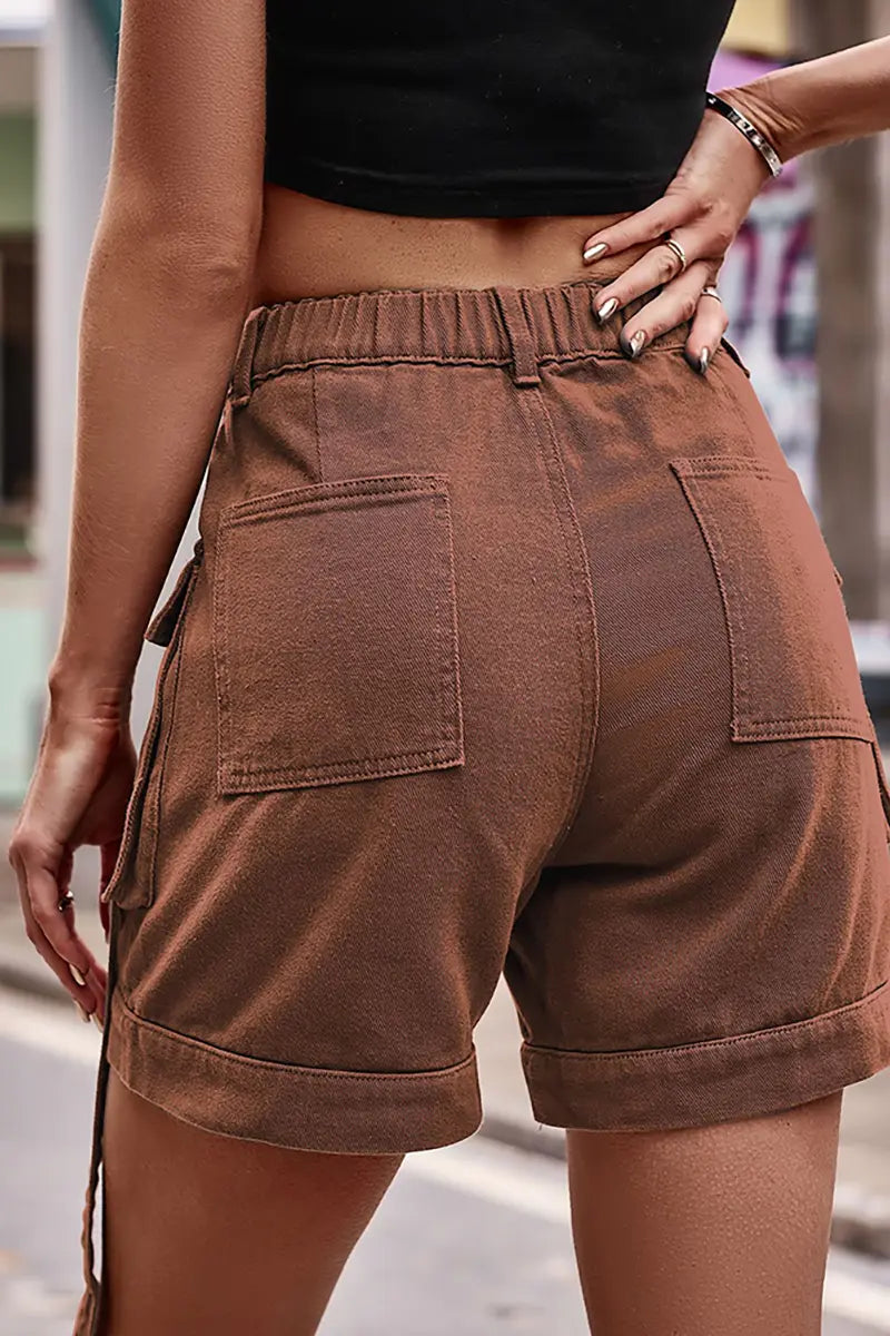 American-Style Cargo Denim Shorts