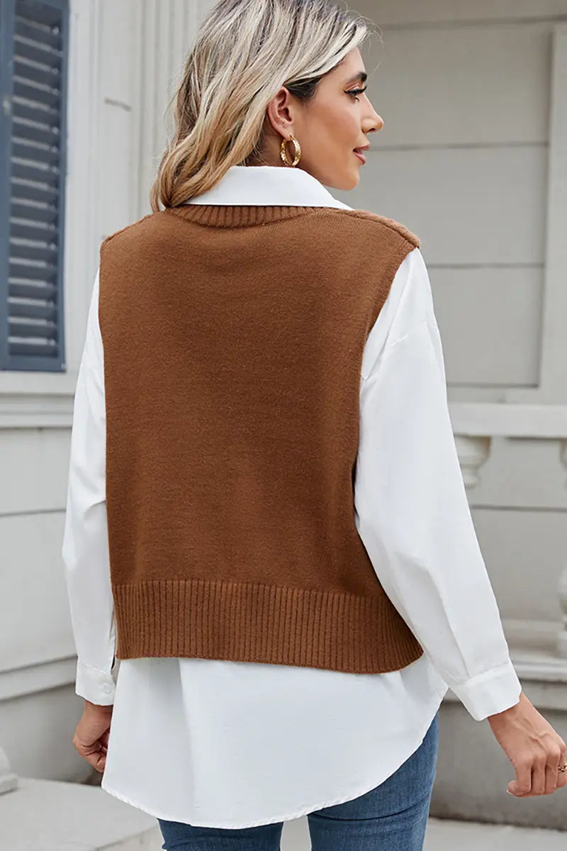 V-hals loszittend vest trui top