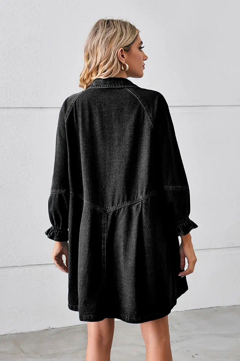 Loose Washed Patchwork Denim Dress