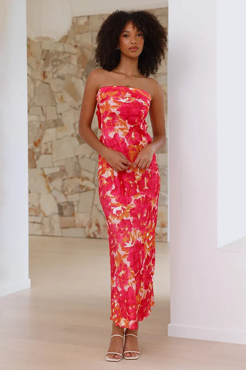 Miya Maxi-jurk - Roze/Rode Bloemen