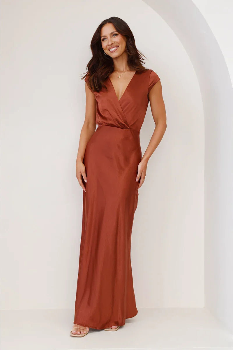 Selma Maxi Jurk - Roest