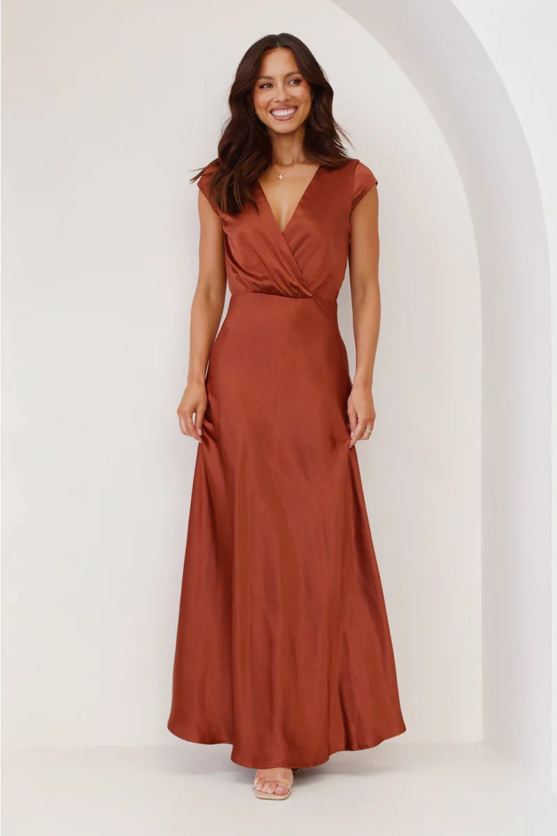 Selma Maxi Jurk - Roest