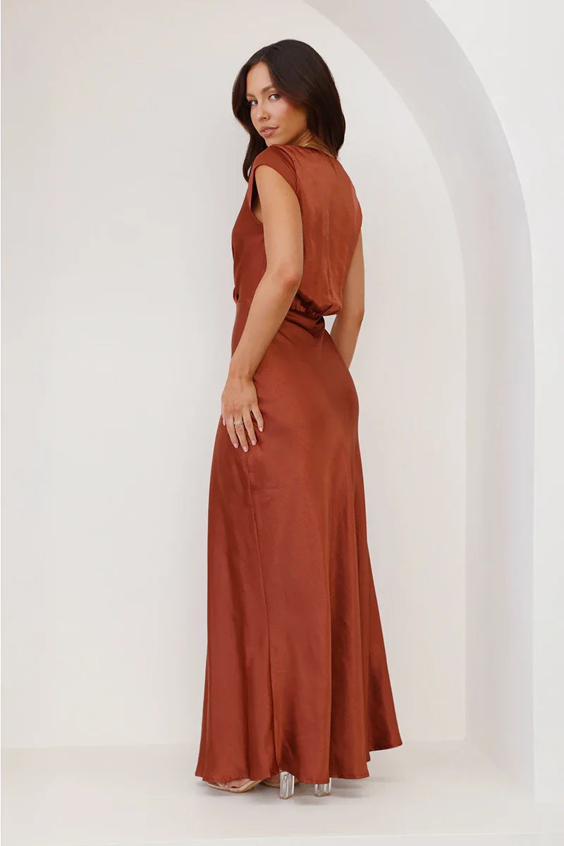 Selma Maxi Jurk - Roest