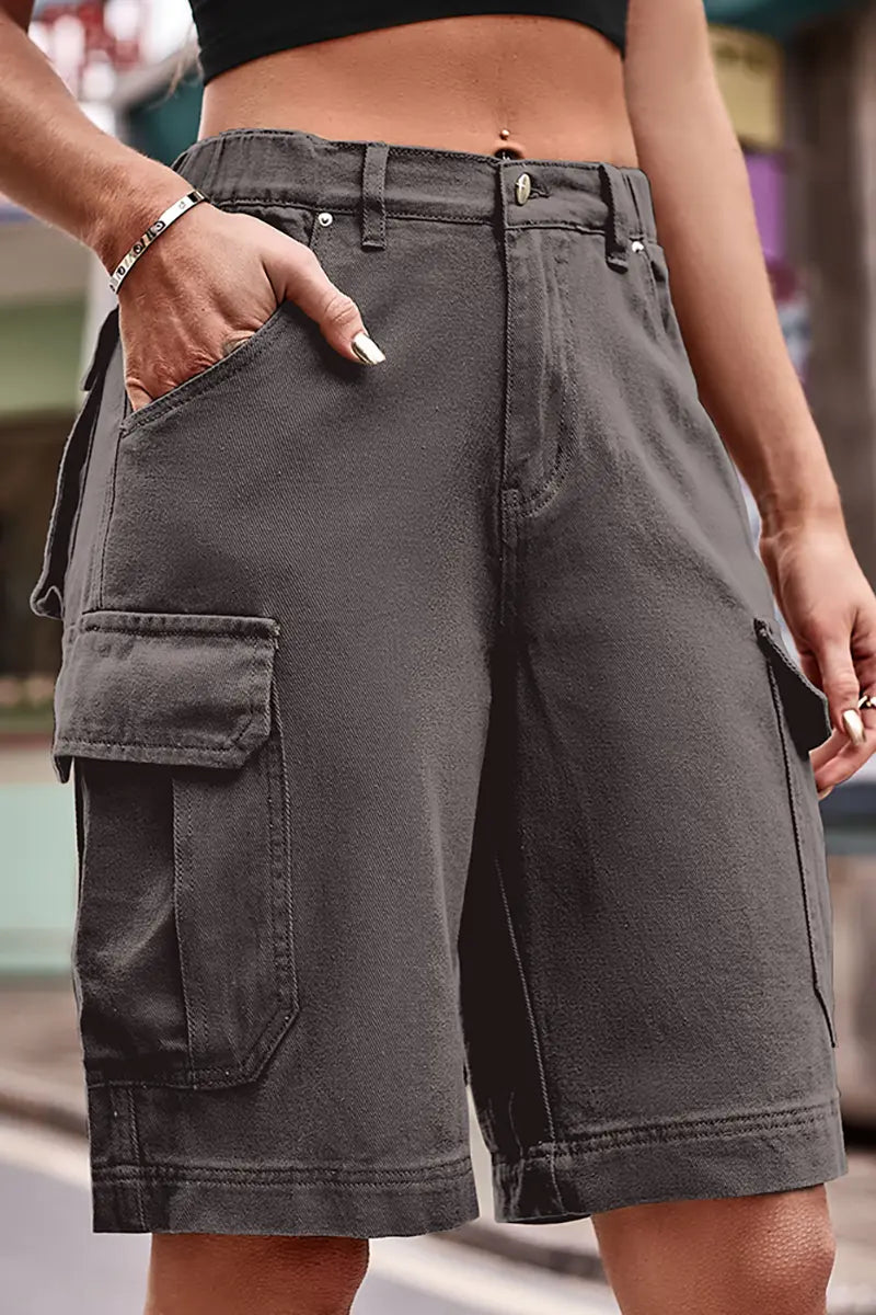 Pantaloni scurți din denim cu talie elastică la modă
