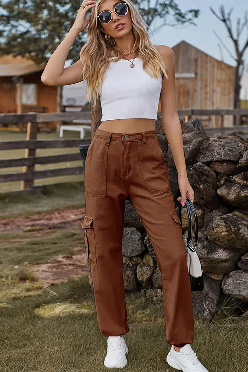 Trendy denim joggerbroek met elastische taille