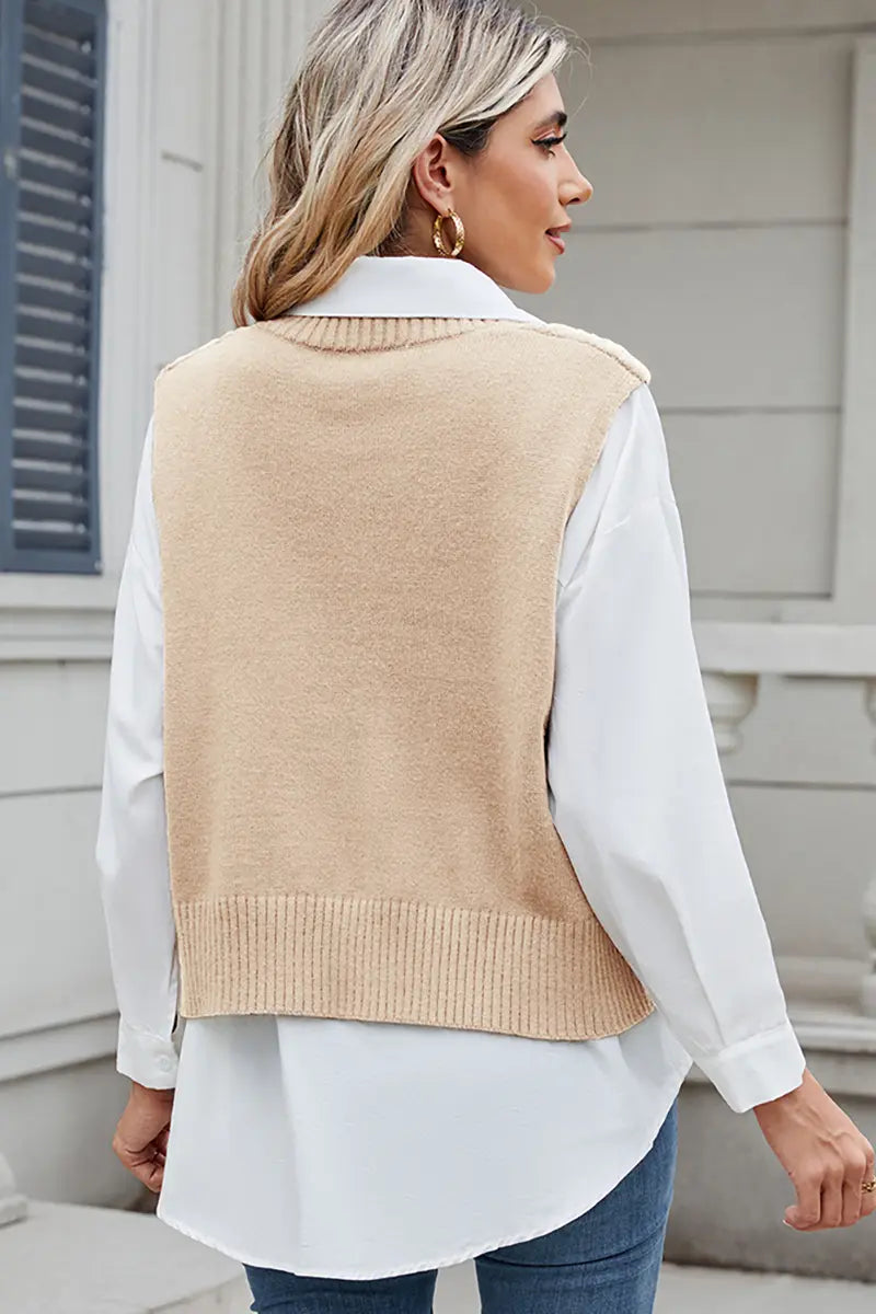 V-hals loszittend vest trui top