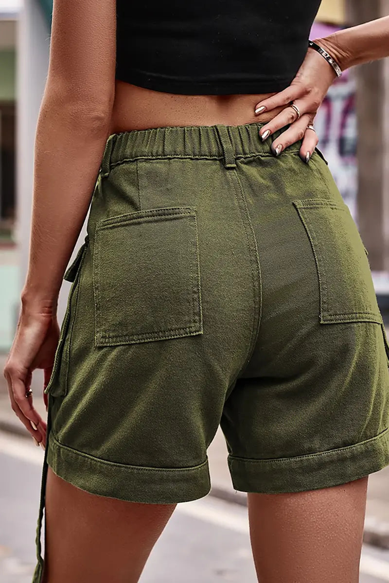 American-Style Cargo Denim Shorts