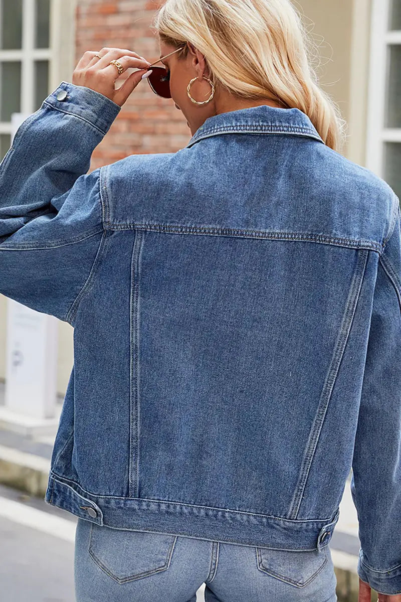 Fitted Washed Short Denim Jacket