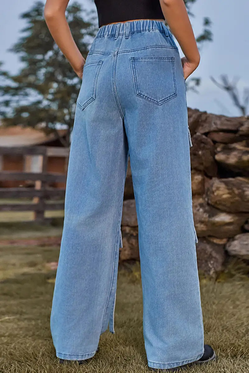 Vintage zware stropdas-design denim cargobroek