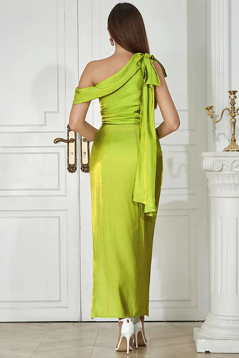 Sexy asymmetrische schouder lange avondjurk