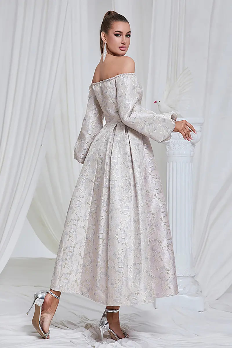 Off-shoulder jacquardjurk