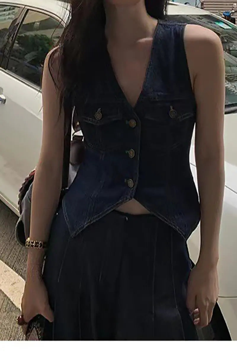 Straatstijl Denim Vest