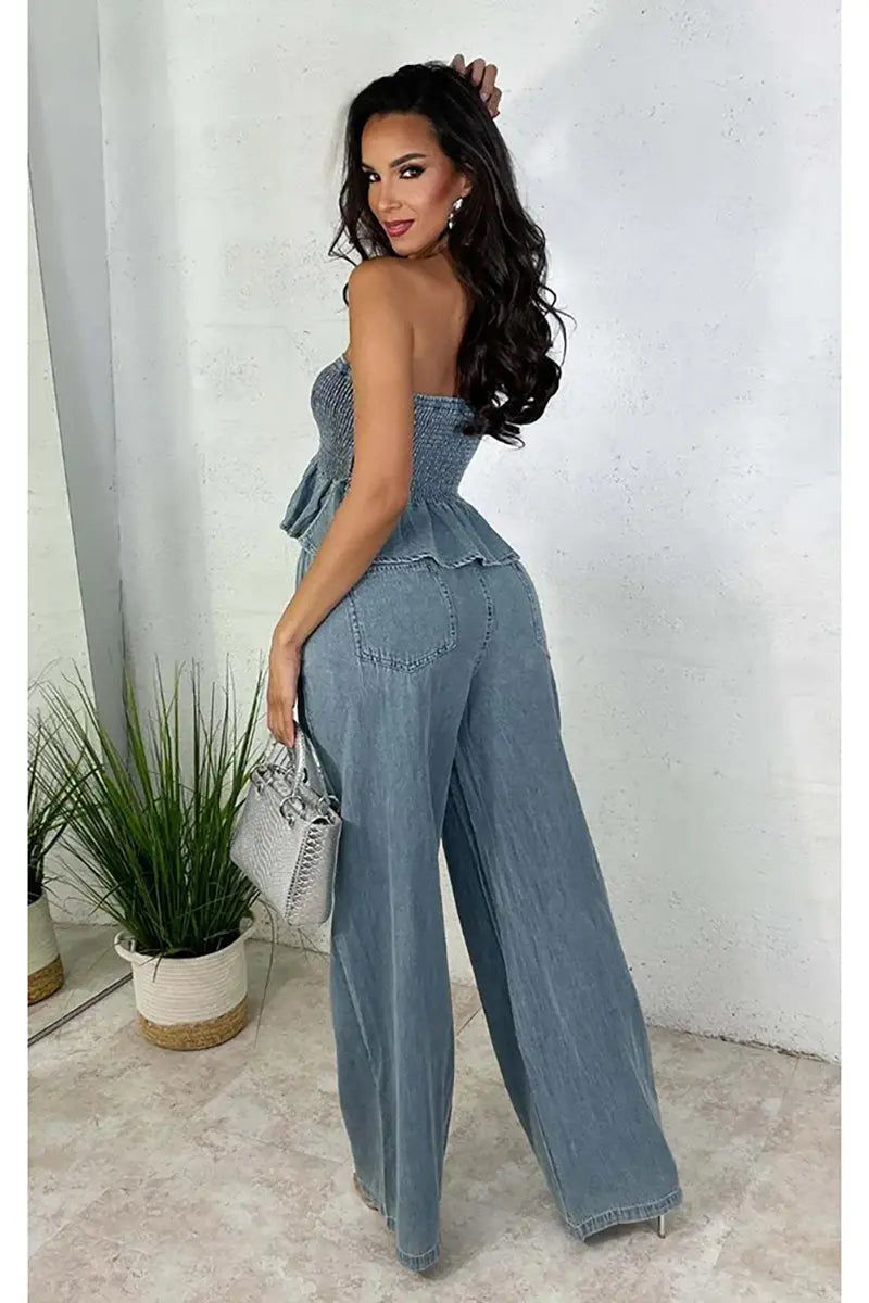 Stijlvolle denim tweedelige set