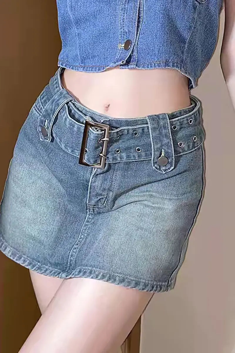Korte denim rok broek