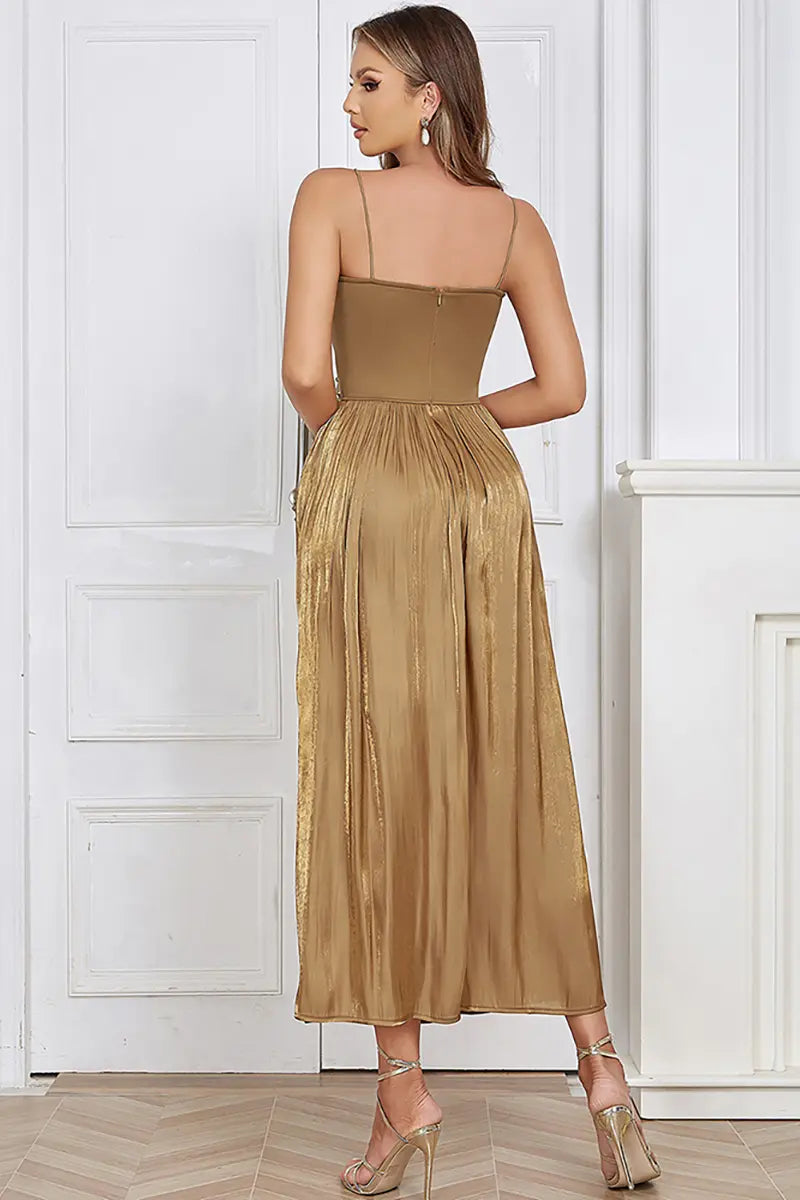 Mouwloze geplooide maxi-jurk