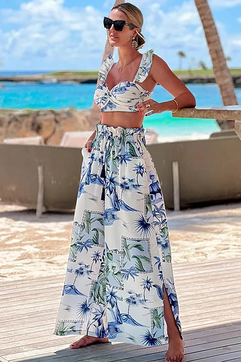 Tropische print tweedelige bikini set