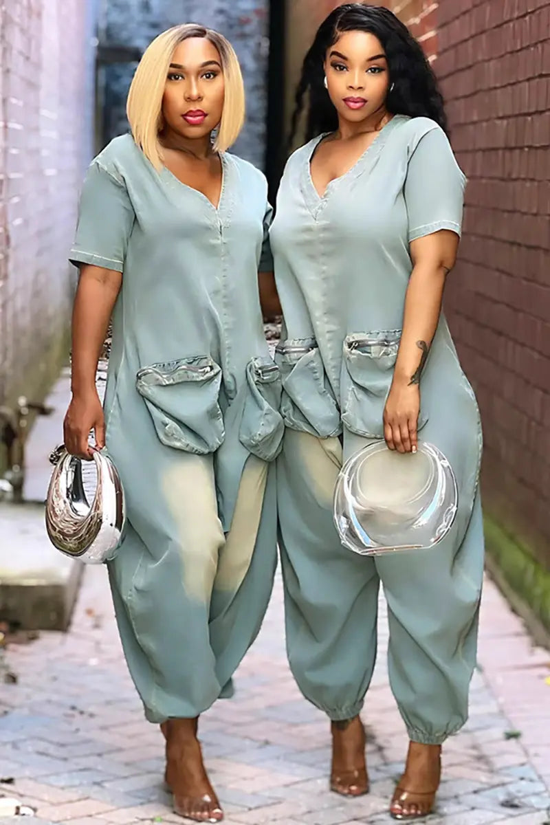 Retro losse jumpsuit met zakken