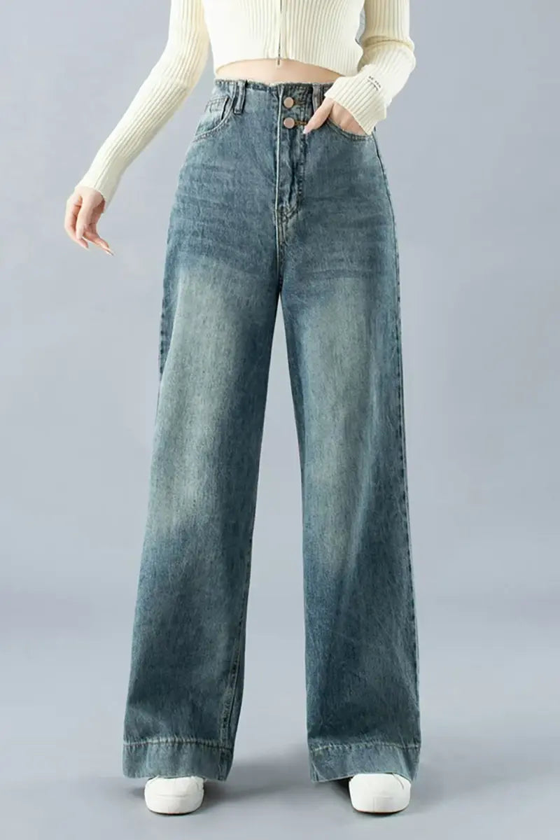 High-Waisted Wide-Legged Denim