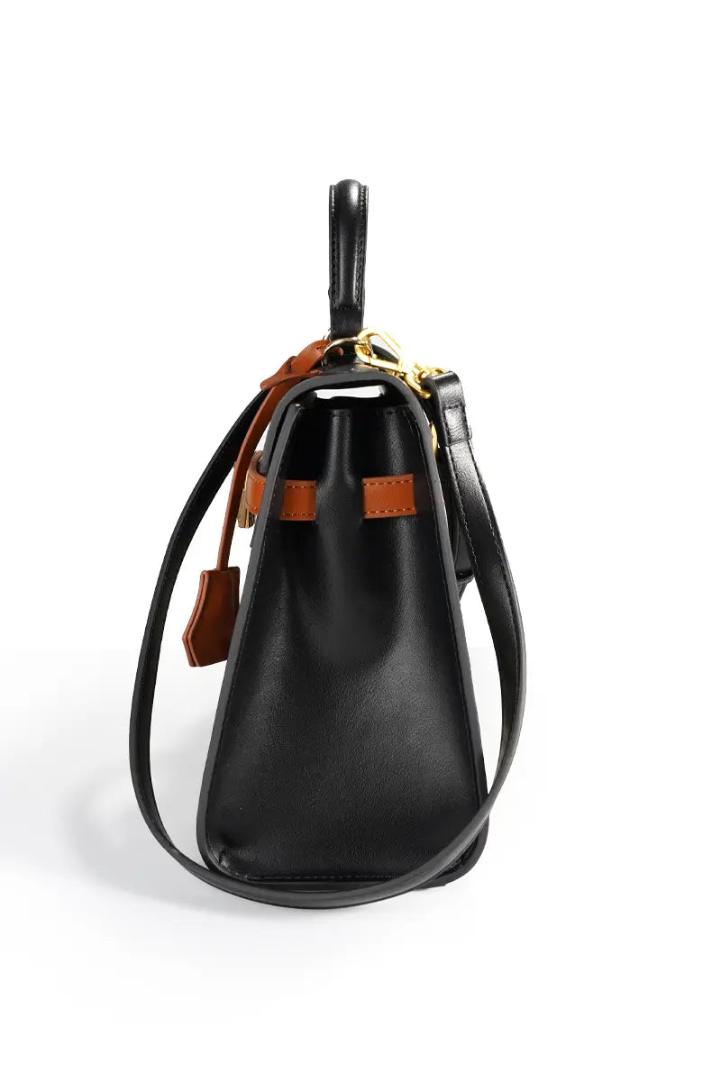 Branded Jacquard Stitch Kelly-Style Shoulder & Top Handle Bag