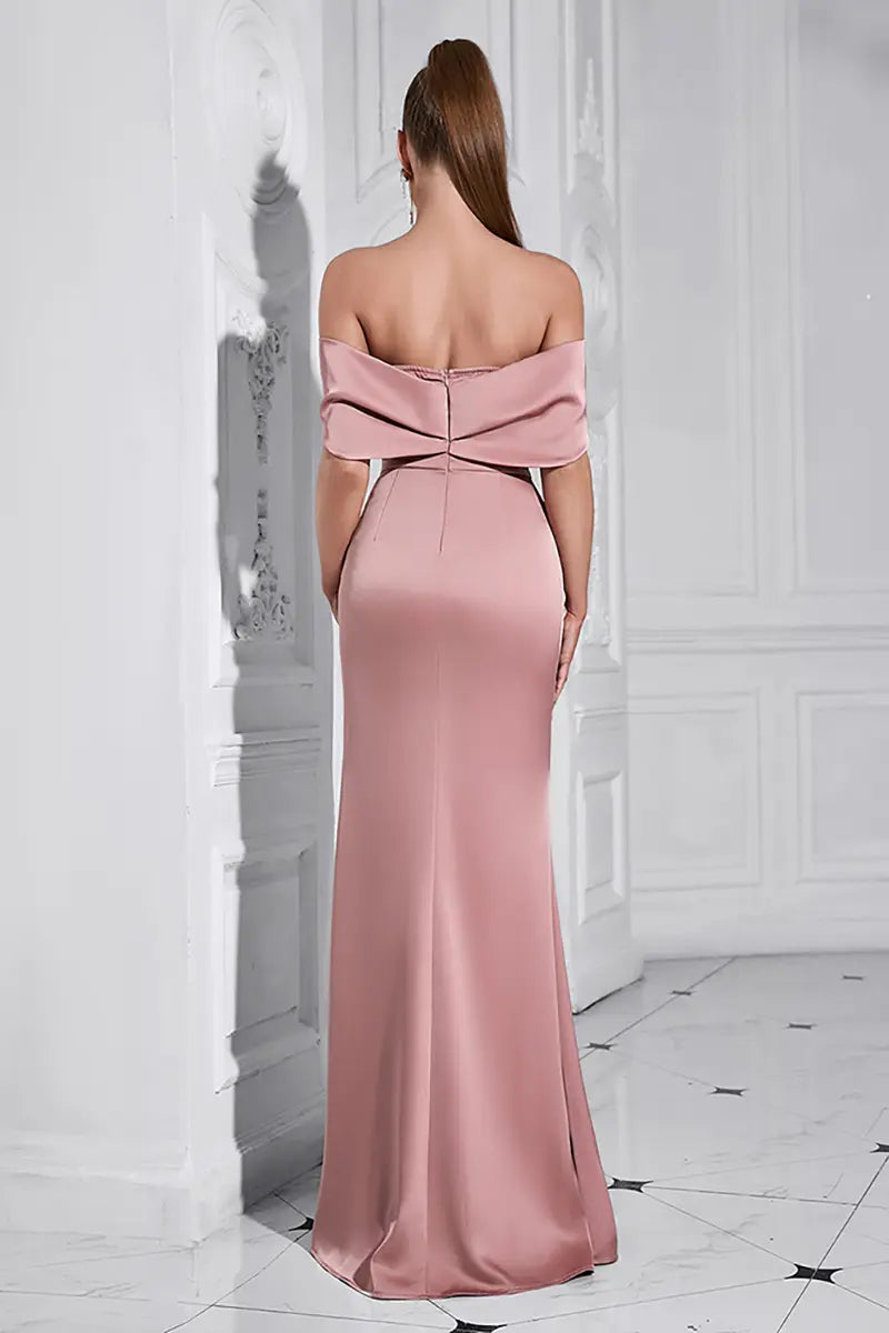 Elegant One-Shoulder Diamond-Detail Gown
