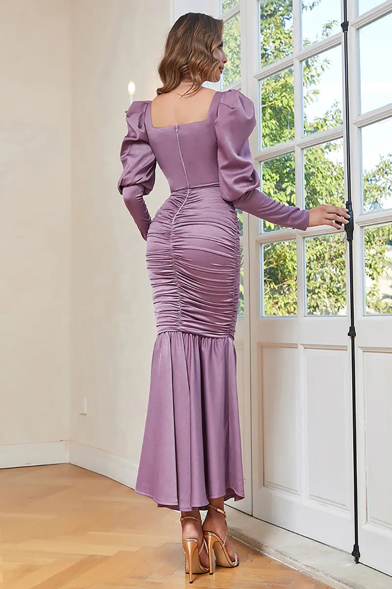 Sexy strapless jurk met ruches en geplooide details