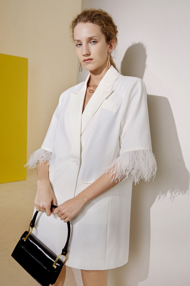 Fringed V-Neck Blazer Mini Dress