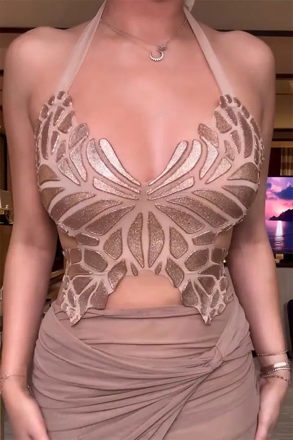 Desert Bloom Mesh Ruched Skirt Set