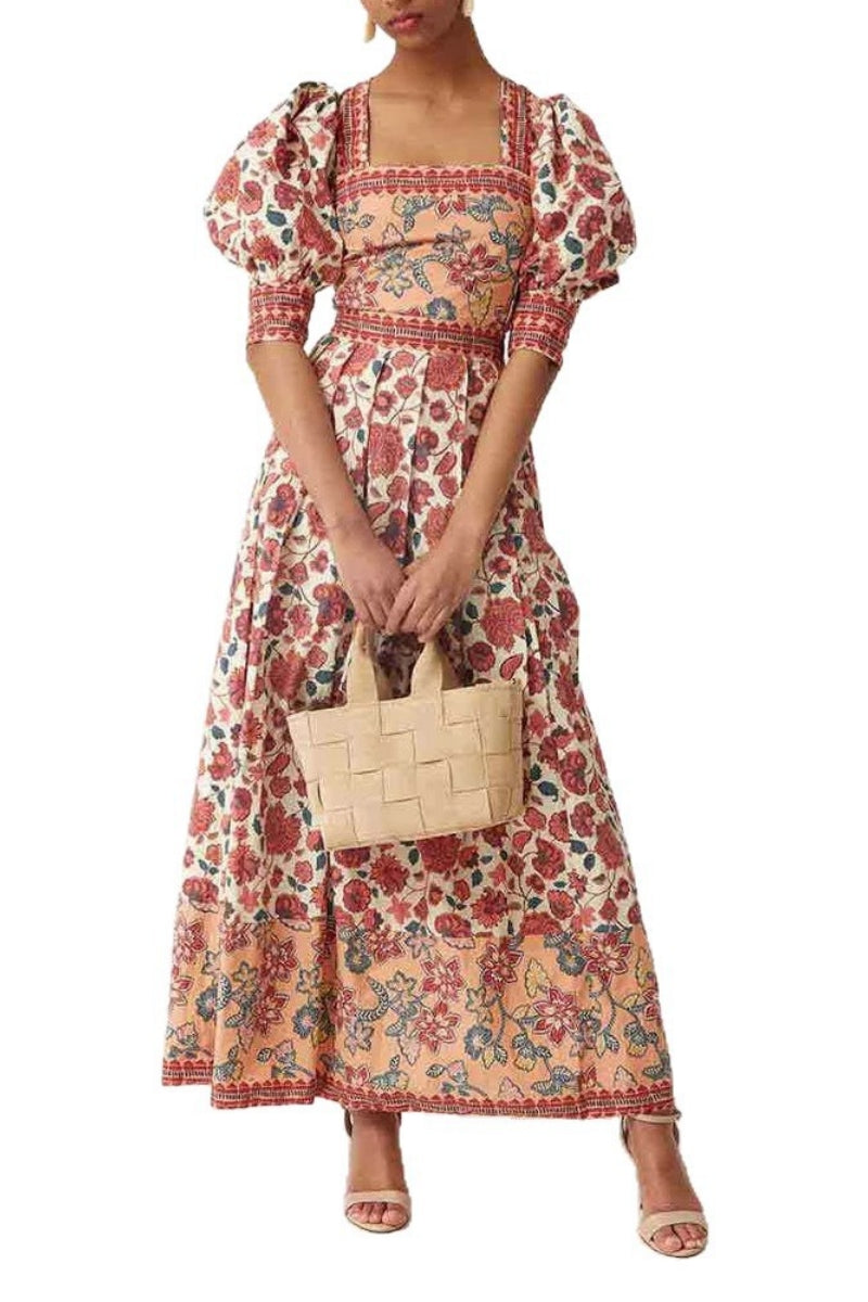 Floral Print Square Neck Top & Skirt Set