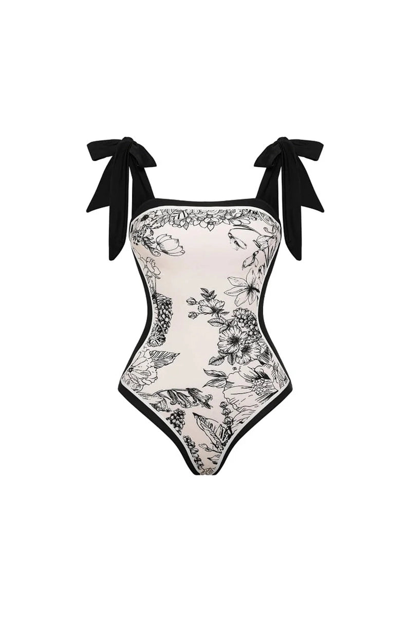 Omkeerbare vintage print eendelig badpak