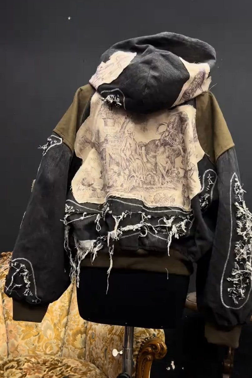 Artistic Collage Hooded Coat
