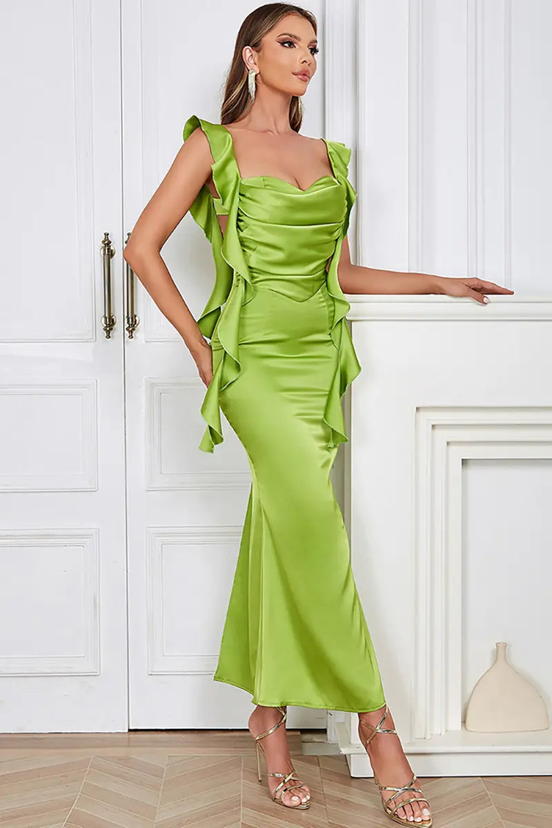 Sexy strapless avondjurk met geplooide rug en zonder rug