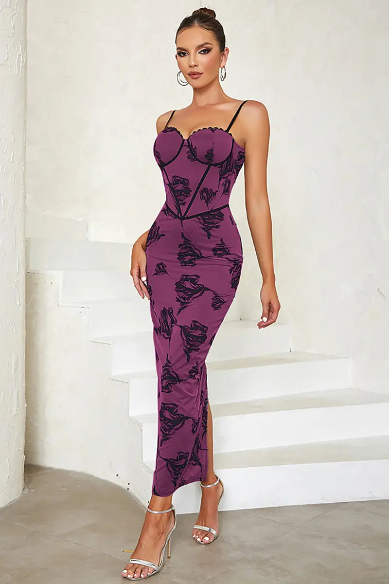 Floral Slit Bodycon Dress