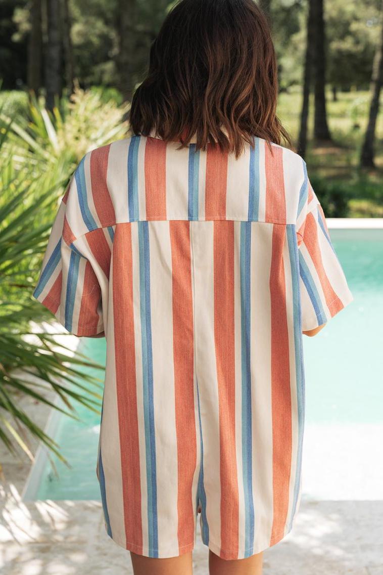 Coral Coast Striped Shirt Romper