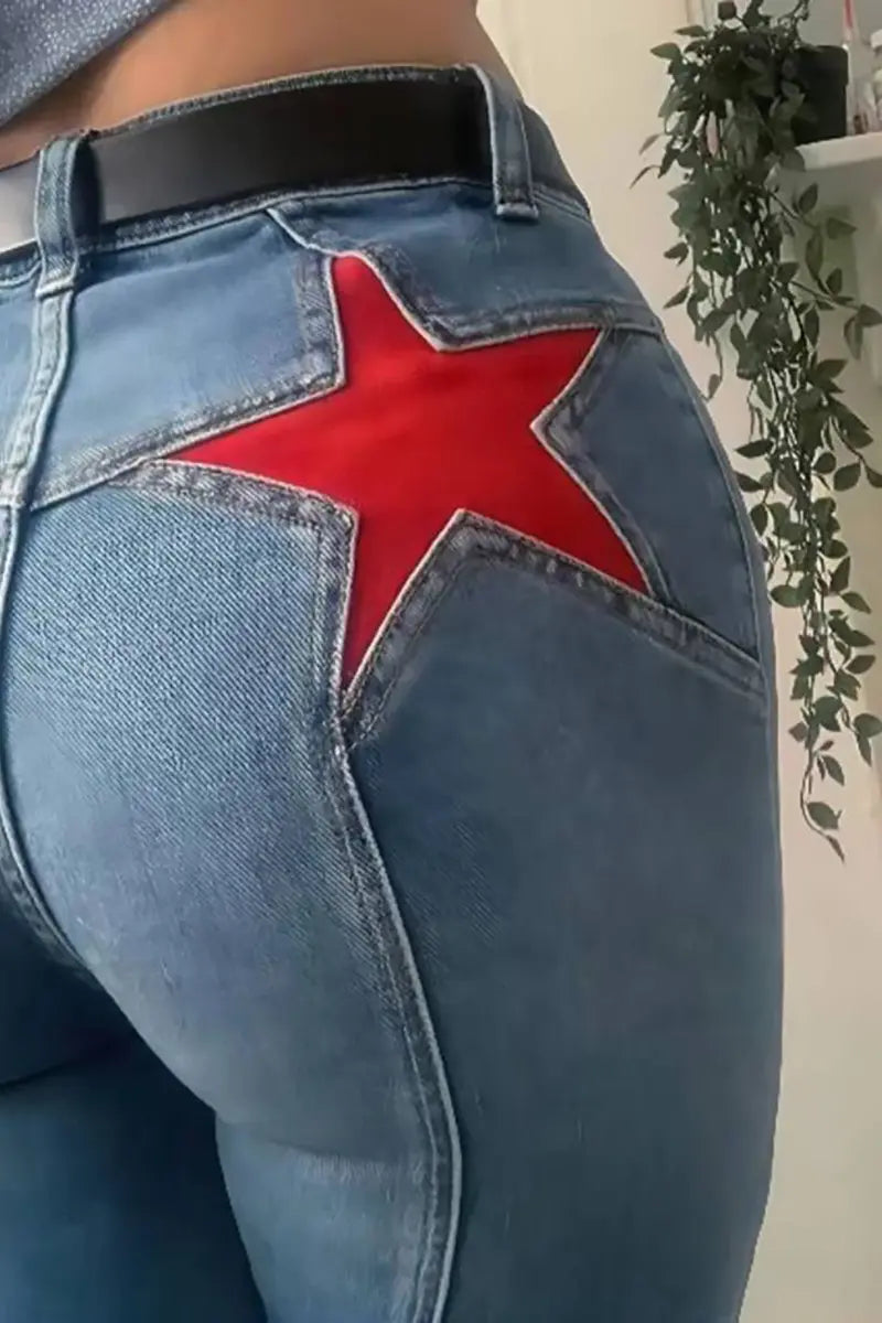 Retro mid-rise uitlopende jeans