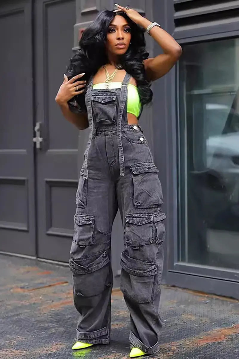 Loose Fit Denim Jumpsuit