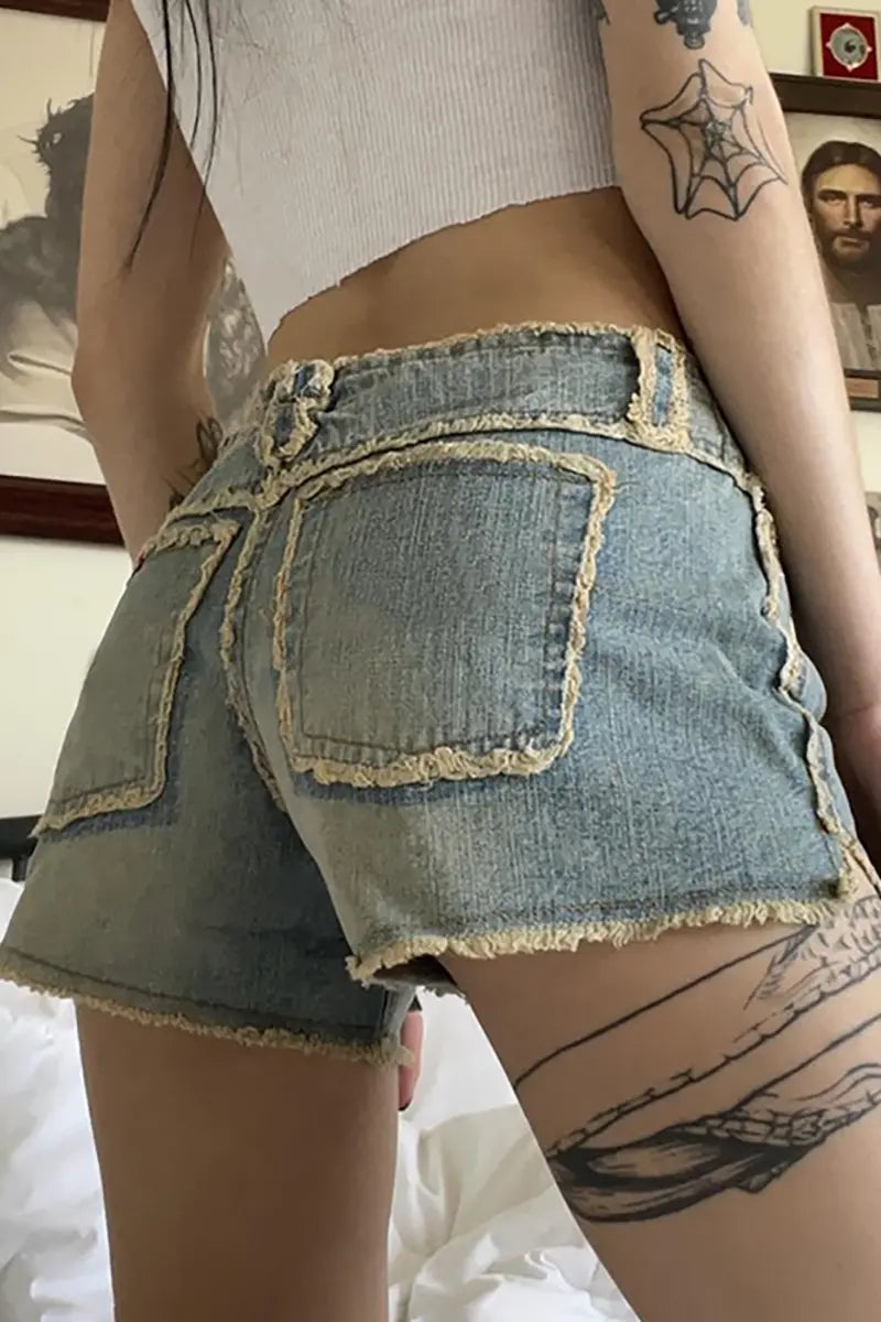 Frayed Denim Shorts Women