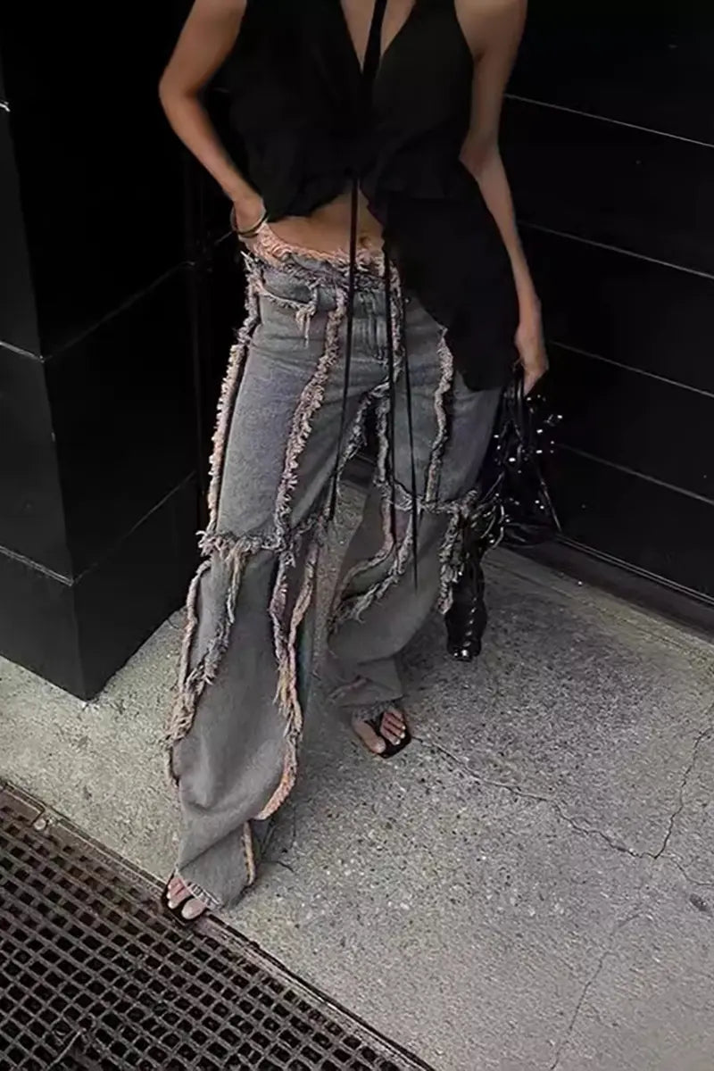Trendy Retro Denim Pants