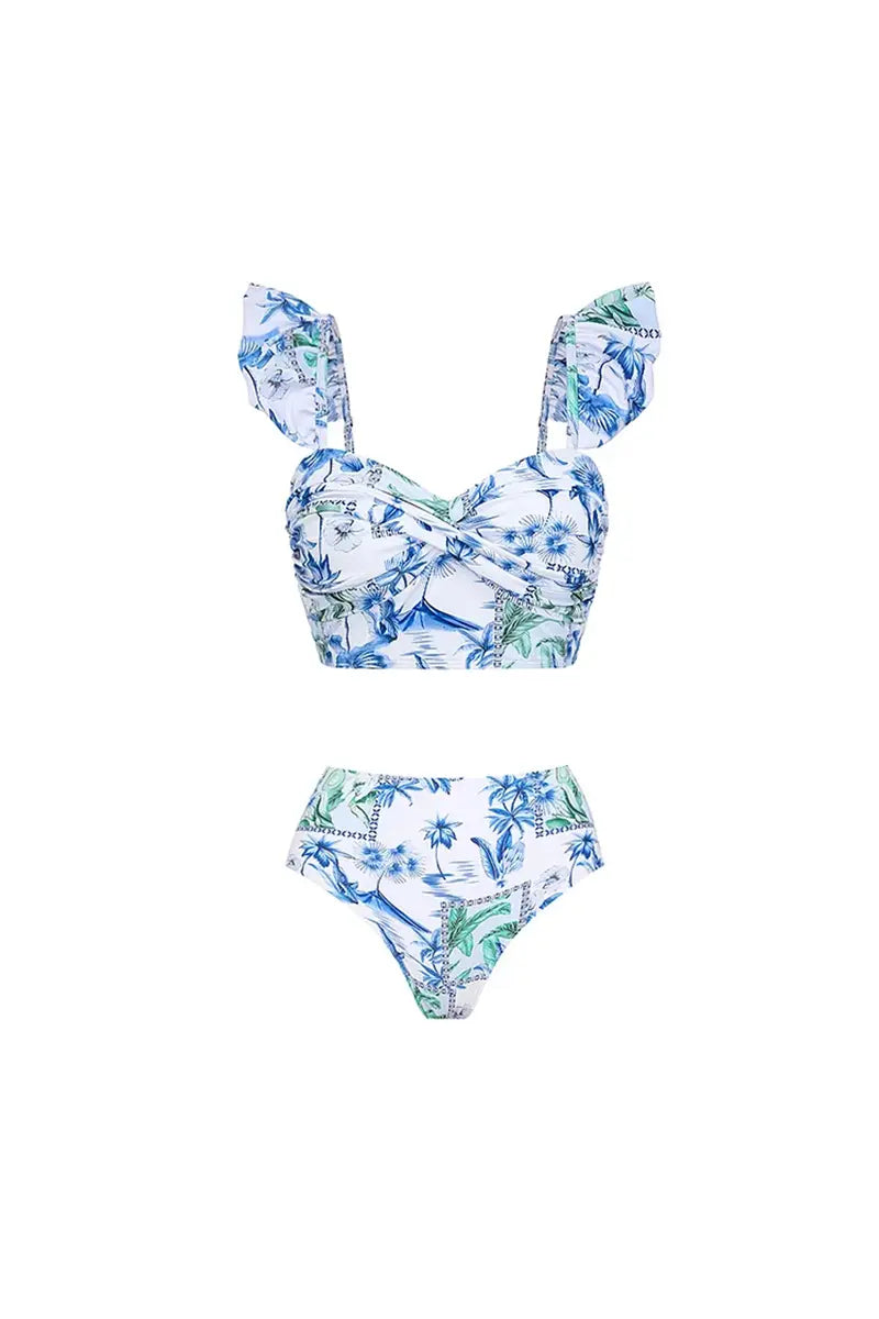 Tropische print tweedelige bikini set