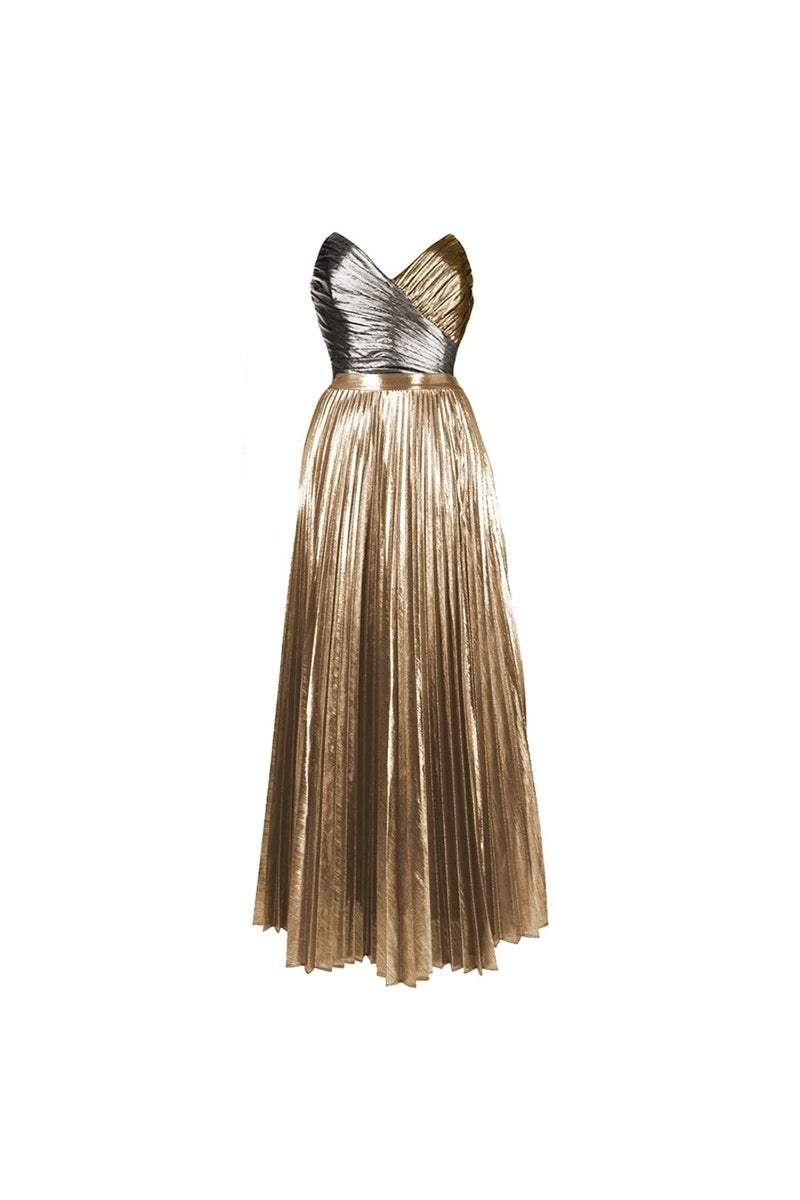 Cutout Gold Patchwork One-Piece Skirt Set