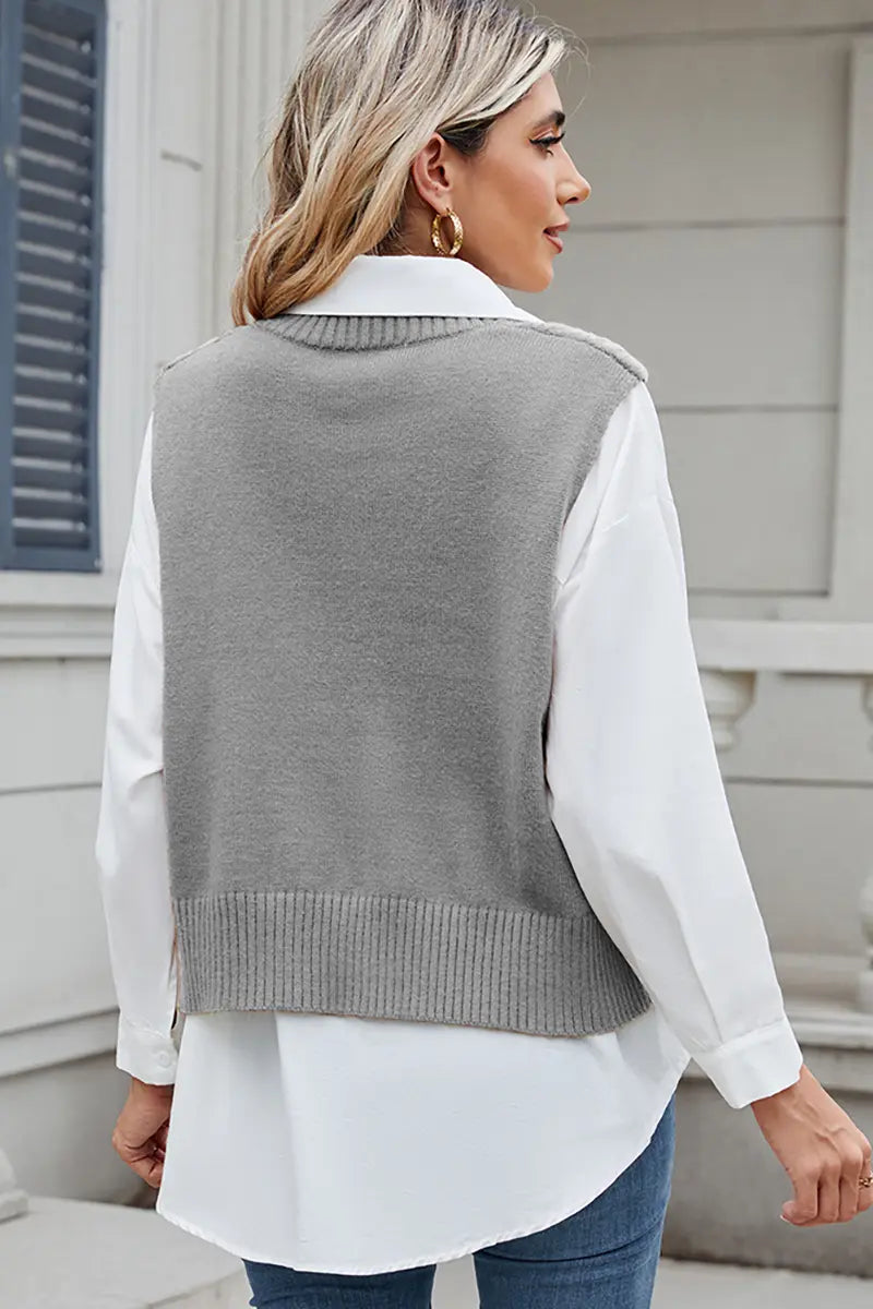 V-hals loszittend vest trui top