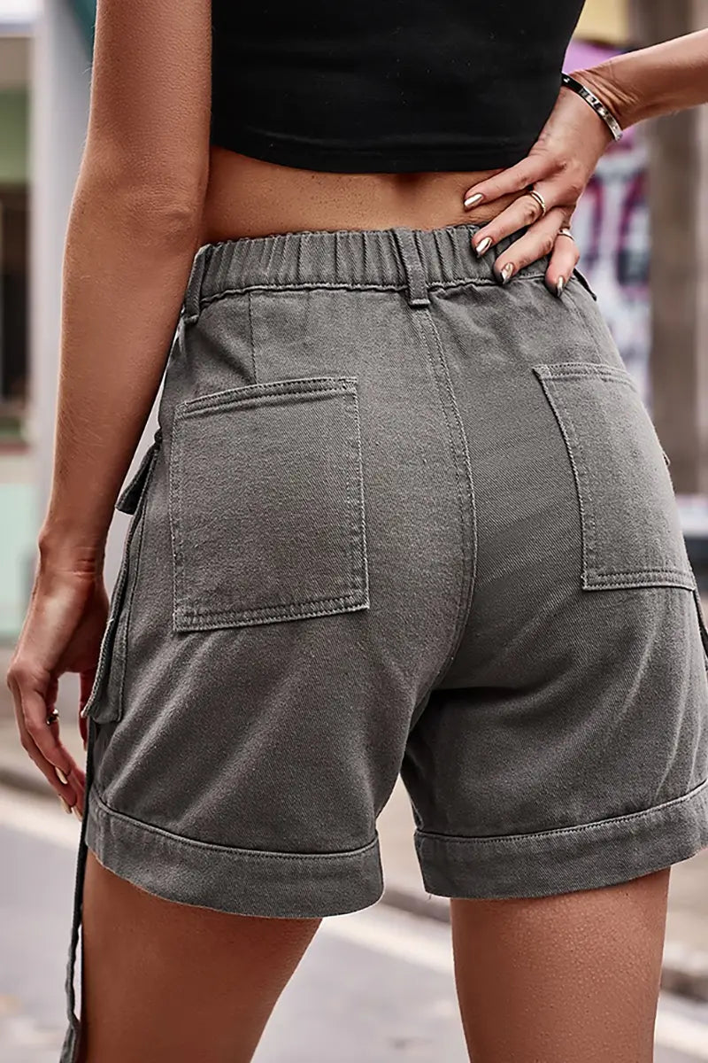 American-Style Cargo Denim Shorts