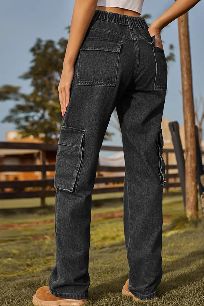 Retro Utility Denim Cargo Pants