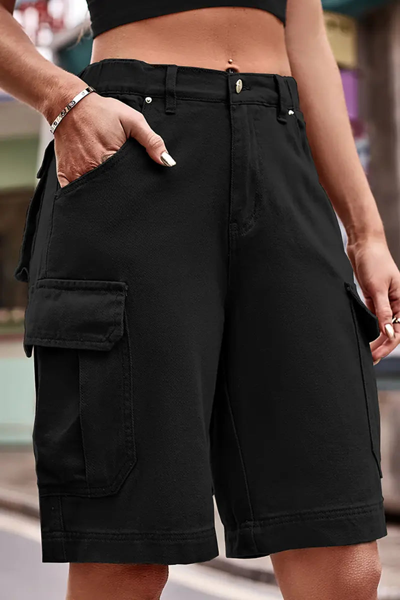 Pantaloni scurți din denim cu talie elastică la modă