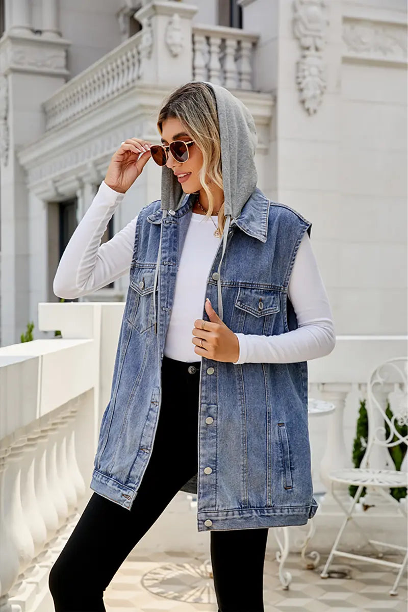 Classic Hooded Denim Vest